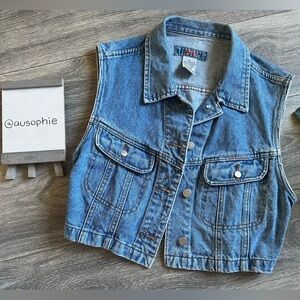 Vintage 90s Essential Squeeze Jeans Denim Cropped Vest. Size L